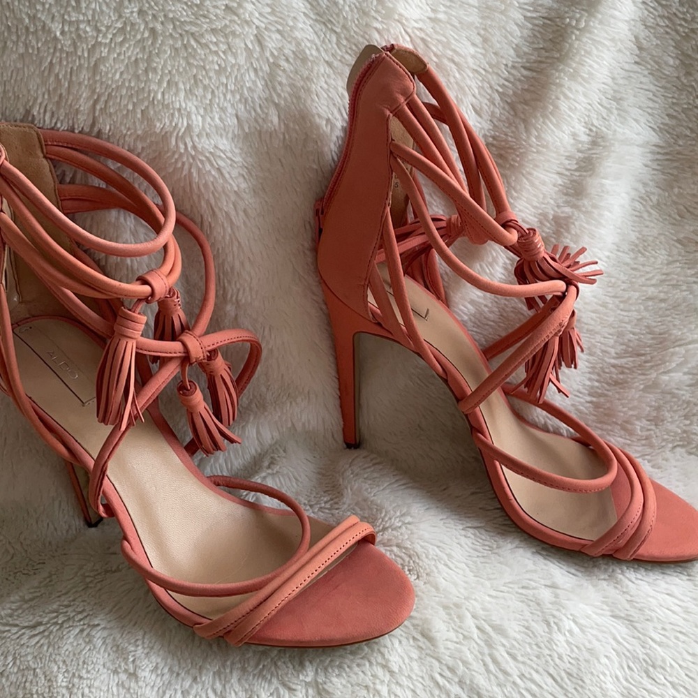 Worn once Aldo heels, salmon coloured